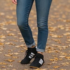 NWT Adidas Black and White High-Top Athletic Shoes